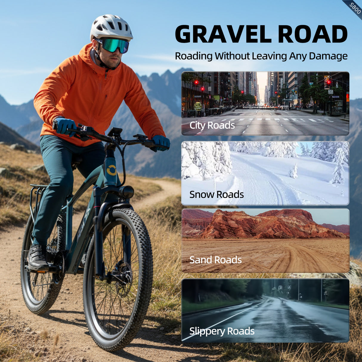 S800 Electric Bike Wholesale & Retail, 250W Brushless Motor, 36V 13Ah Removable Battery, 75km Range, Shimano 7-Speed, Dual Suspension, LCD Display Urban