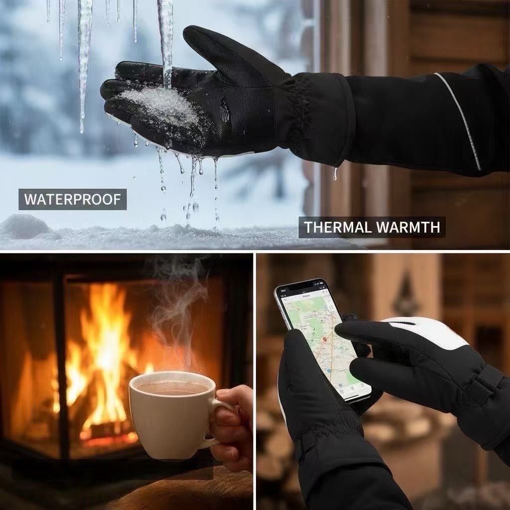 Waterproof, Windproof & Slip-Resistant Winter Gloves L, Touchscreen Compatible