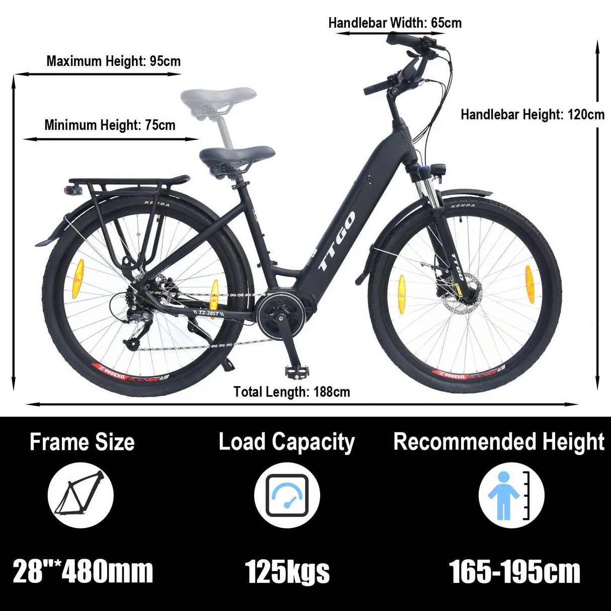 TTGO LK-ZZ-28ST Electric Bike City Electric Bike 250W 36V 20Ah battery Shimano 9 speed