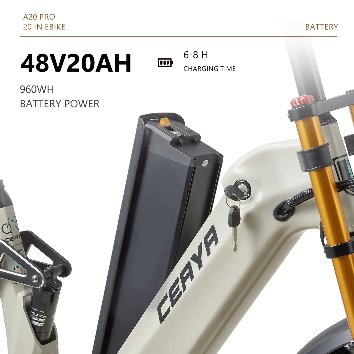 CEAYA A20PRO Electric Bike 48v 20Ah Lithium Battery Grey Option with Hydraulic Disc Brakes Aluminum Alloy Frame