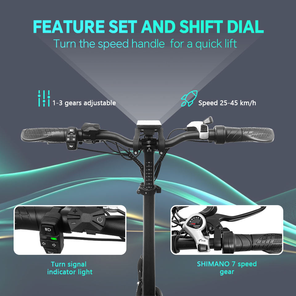 DrVetion At20 Black-Gray Electric Fat Bike 48V 750W up to 45km/h with 10AH/15AH/20AH Motor Options