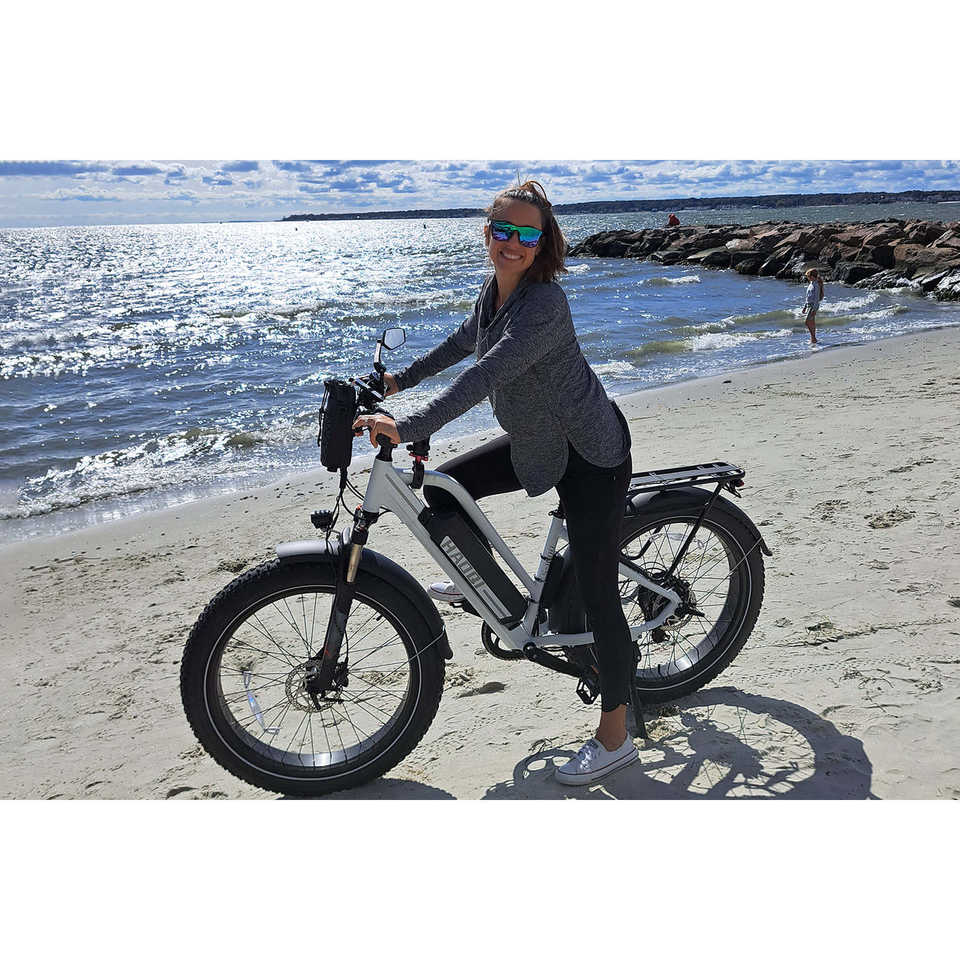 HAOQI for UL Certified White Leopard Pro Step Thru Electric City Bike