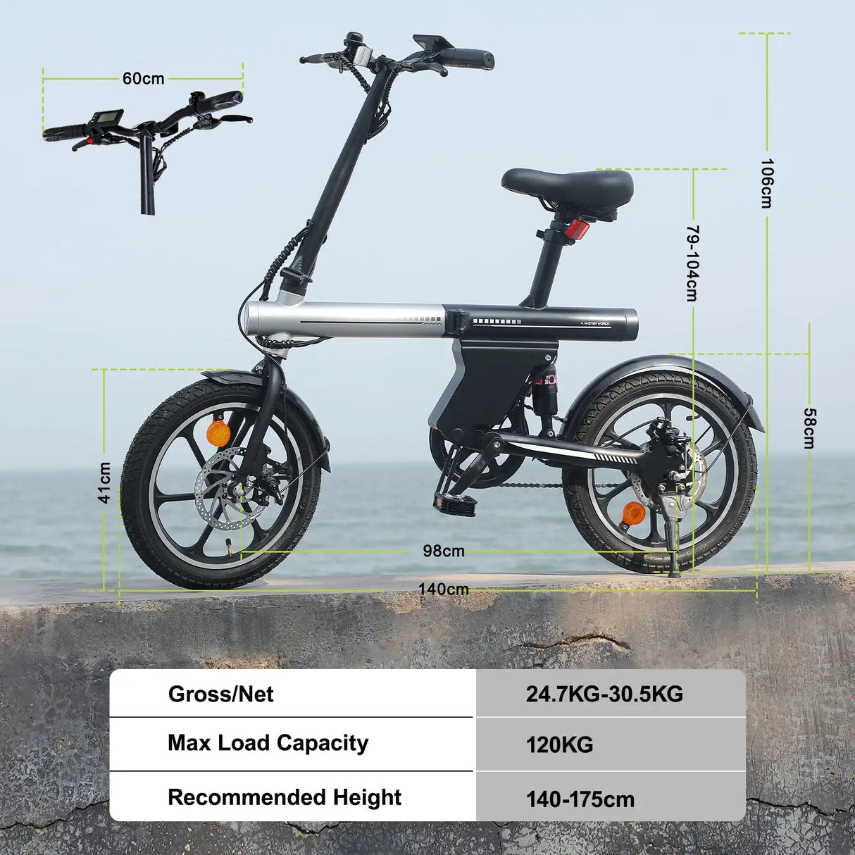 AVDL BIKE A11 Velo electrique E-Bike Pliable 16 -250W-25km /h, 6.4Ah/36V Batterie Amovible, 15-25km (Mode ASSIST), Velo Urbain A