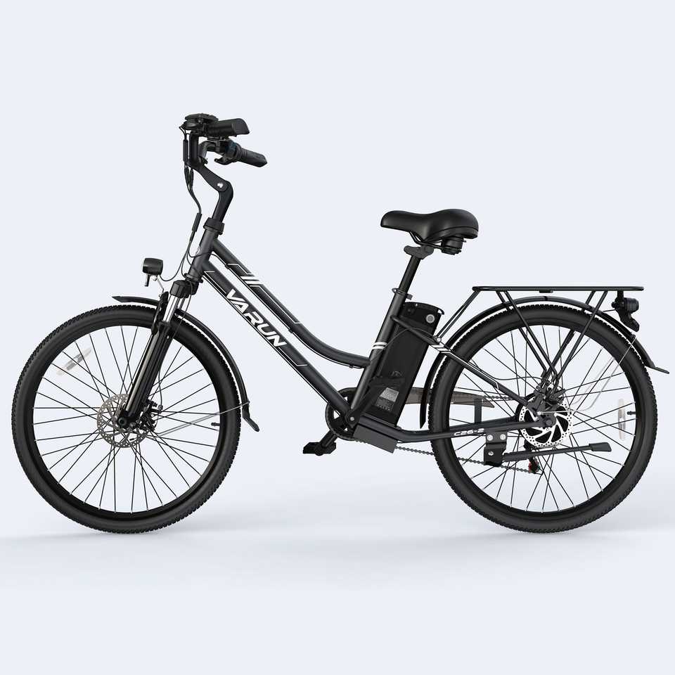 Varun C26 Electric Commuter Bike 250W Rear Hub Motor Integrated Lithium Battery 50KM Range Black-for City Commute