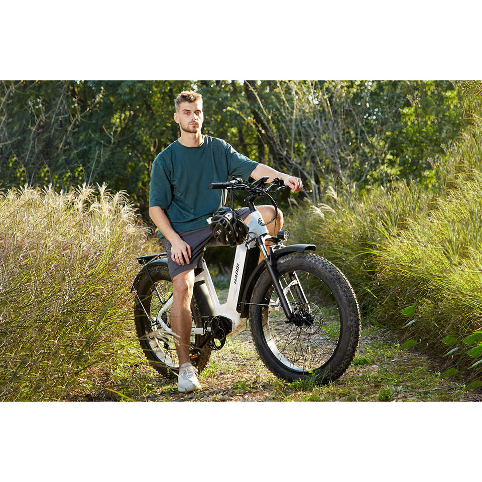 HAOQl All-Terrain White Eagle Electric City Bike Versatile E-Bike