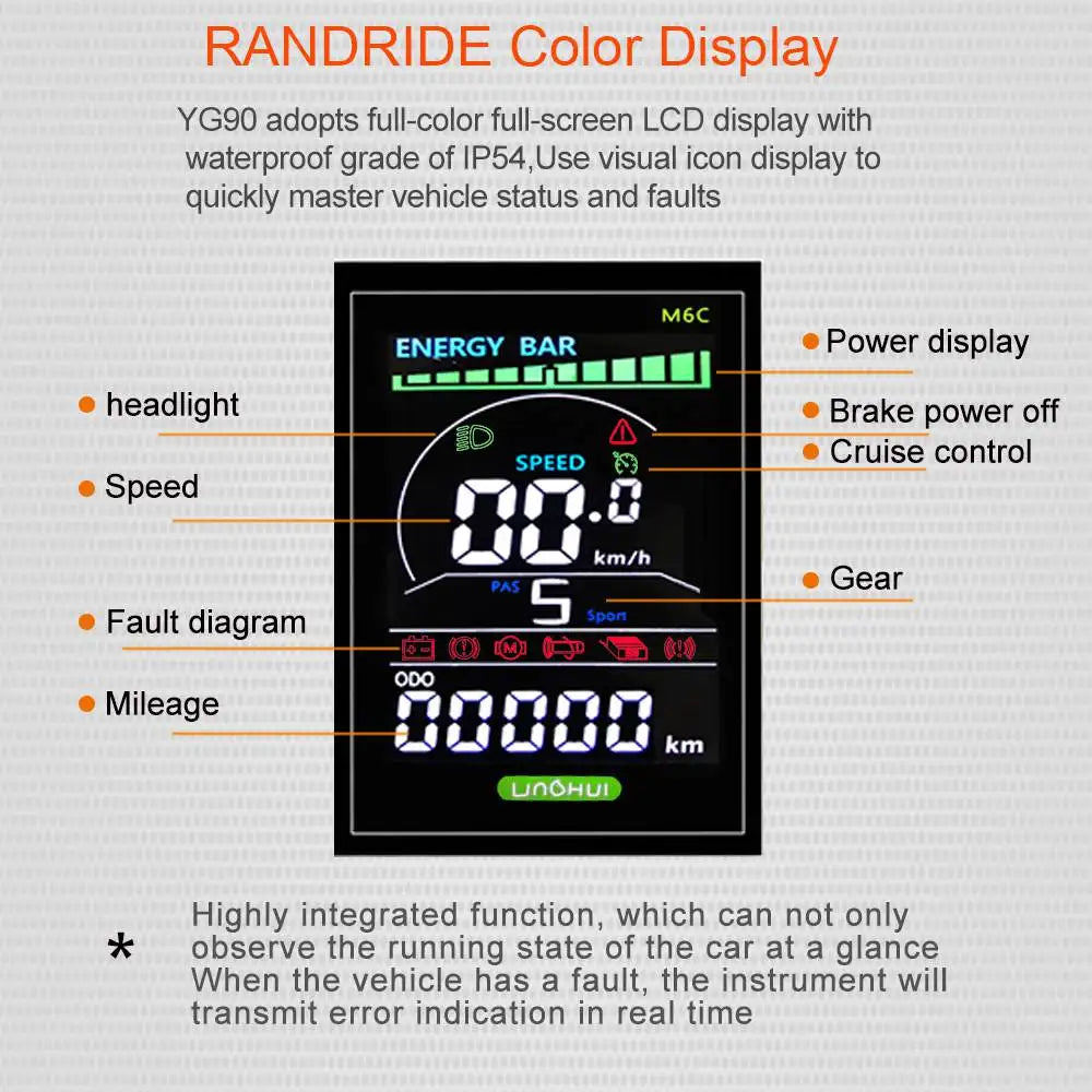 RANDRIDE YG90 Electric Mountain Bike SHIMANO Hydraulic Brake Full Suspension Gray Central Motor Integrated Battery 60km Range