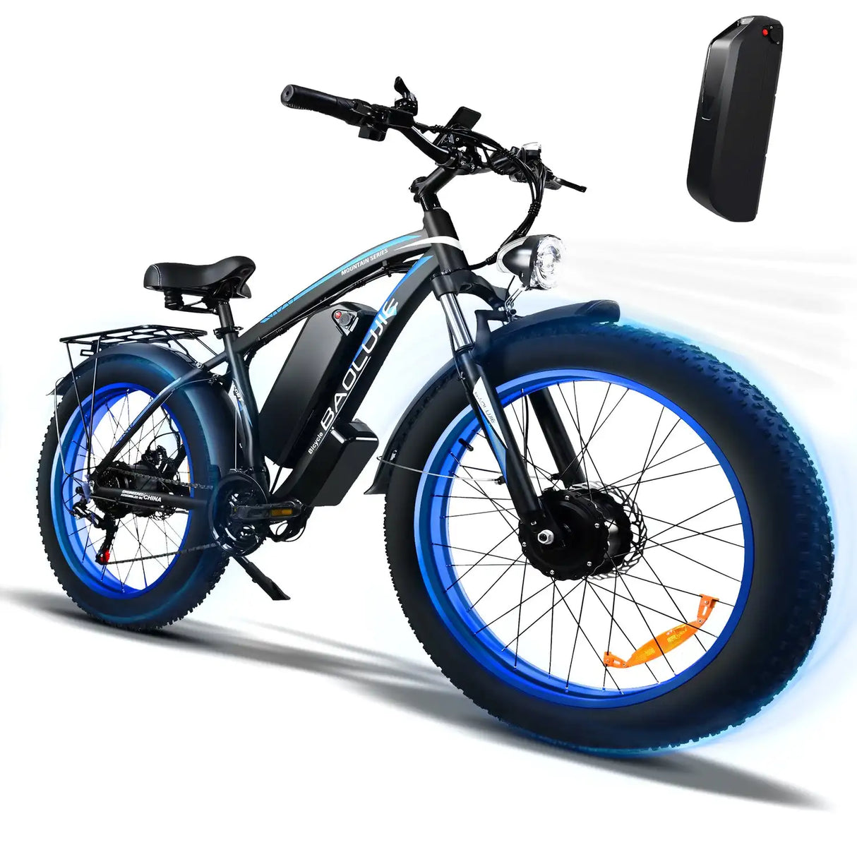 BAOLUJIE PLJ-2602 26\" Fat Tire Electric Mountain Bike 2000W Dual Motors 48V 20Ah Central Lithium Battery 60km Range