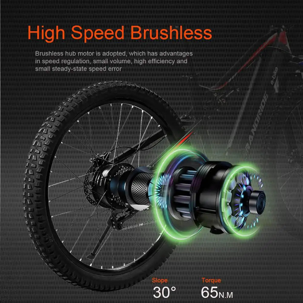 RANDRIDE YG90 Electric Mountain Bike SHIMANO Hydraulic Brake Full Suspension Gray Central Motor Integrated Battery 60km Range