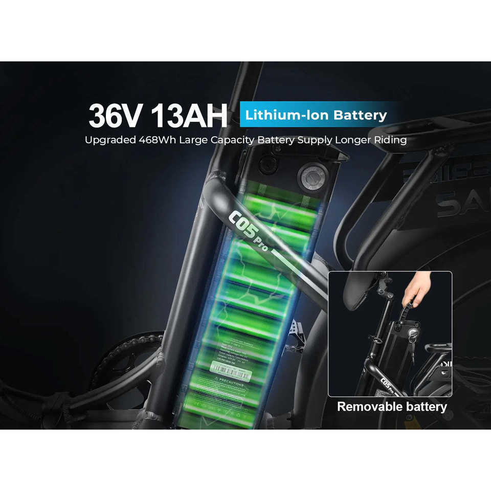 C05 Pro 250W Motor 15ah Battery Capacity 14inch Foldable Fat Tire Electric City Bike Step-through Electric Folding Bike