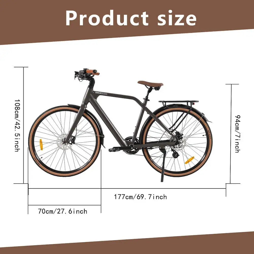 CMACEWHEEL F700-1 250W Rear Hub Motor Electric City Bike with 13ah Battery 700C Tires 50km Range per Power