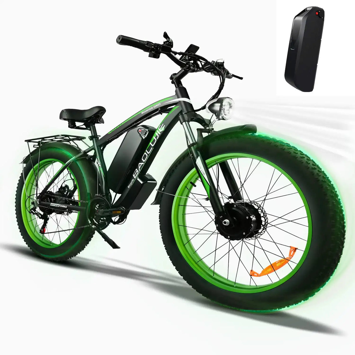 BAOLUJIE PLJ-2602 26\" Fat Tire Electric Mountain Bike 2000W Dual Motors 48V 20Ah Central Lithium Battery 60km Range