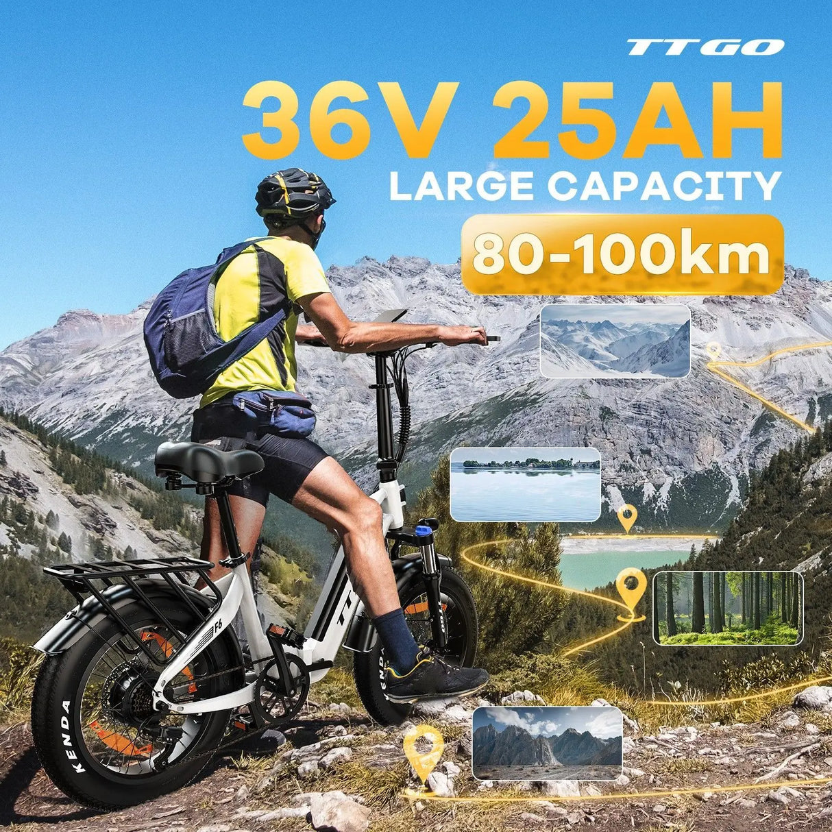 TTGO F6 Faltbares E-Bike, 250 W 45 NM Motor, 25 Ah große Batterie