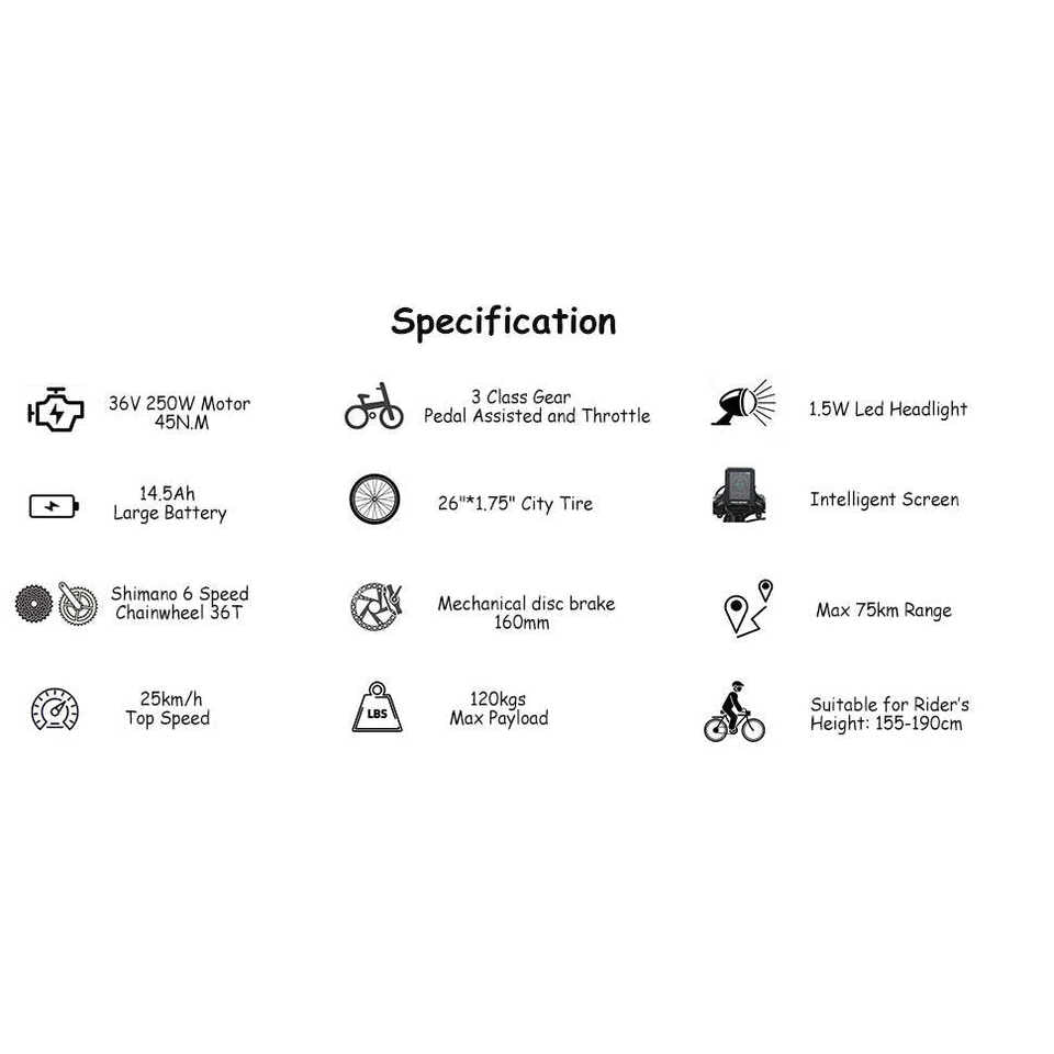TTGO C2 (YY-26ST) Electric City Bike Convenient Ebike for Urban Commute