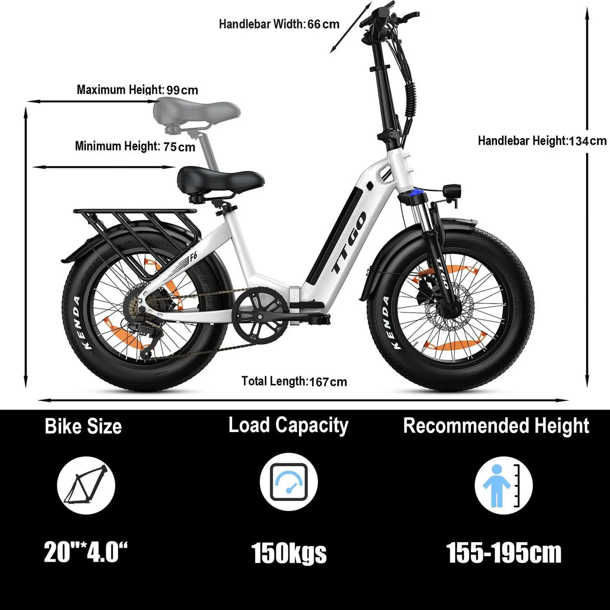 TTGO F6 Faltbares E-Bike, 250 W 45 N.M Motor, 25 Ah große Batterie