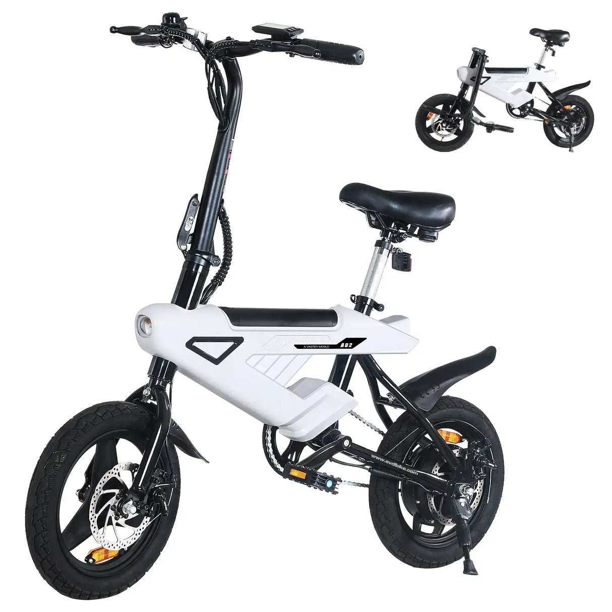 AVDL BIKE A02 foldable e-bike, maximum speed 20 MPH,500 watt peak motor and portable, 14-inch (about 35.6 cm) adult e-bike,36V a