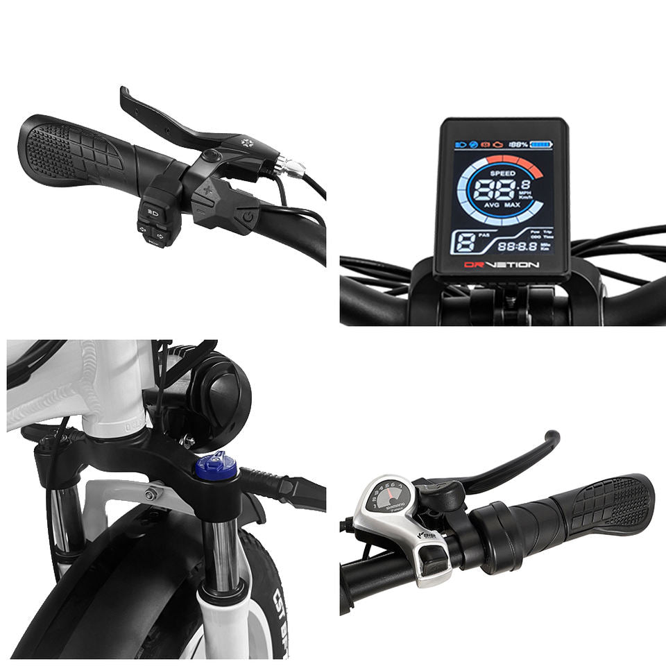 DrVetion CT20 Electric Fat Bike 48V 750W up to 45km/h 250W Rear Hub Motor Aluminum Frame 60km Range