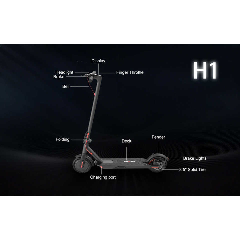 For NANROBOT H1 Two-Wheel Electric Scooter 10 Inch Wheels 1000W Motor Power 65km/h Max Speed 120kg Max Load Dual Drive 65km/h Ma