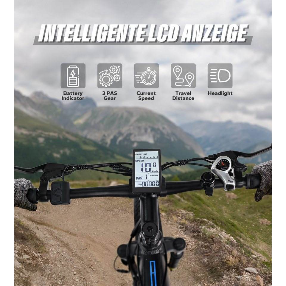 DOTMALL VARUN S26-1 Adult Electric Mountain Bike 250W Motor 48V 16Ah Battery 7-Gang for MTB Adventures