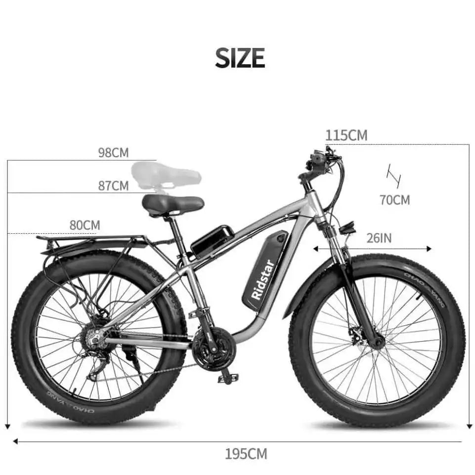 Ridstar E26 Pro Dual Motor 2000W 48V 23AH Elektro-Mountainbike mit 1000W 48V 15.6AH Hochleistungs-E-Bike