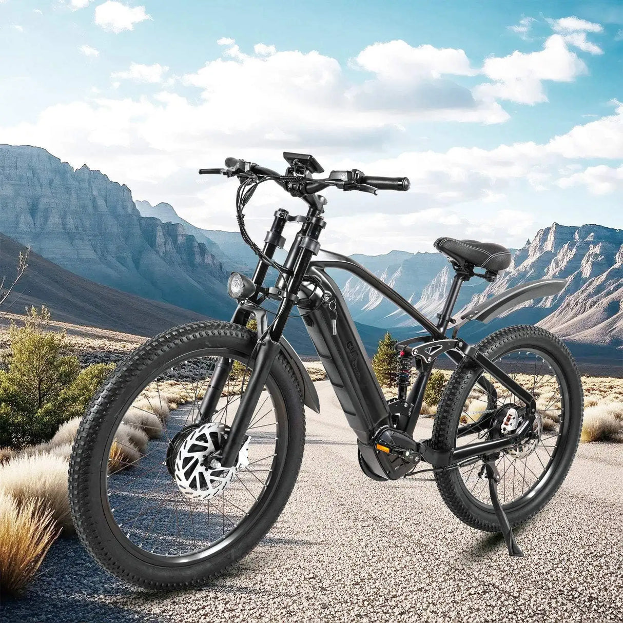 CMACEWHEEL AL26 500W*2 Dual Motor 26\" E-Mountain Bike 816Wh EMTB with Torque Sensor 48V 17Ah Battery in down Tube