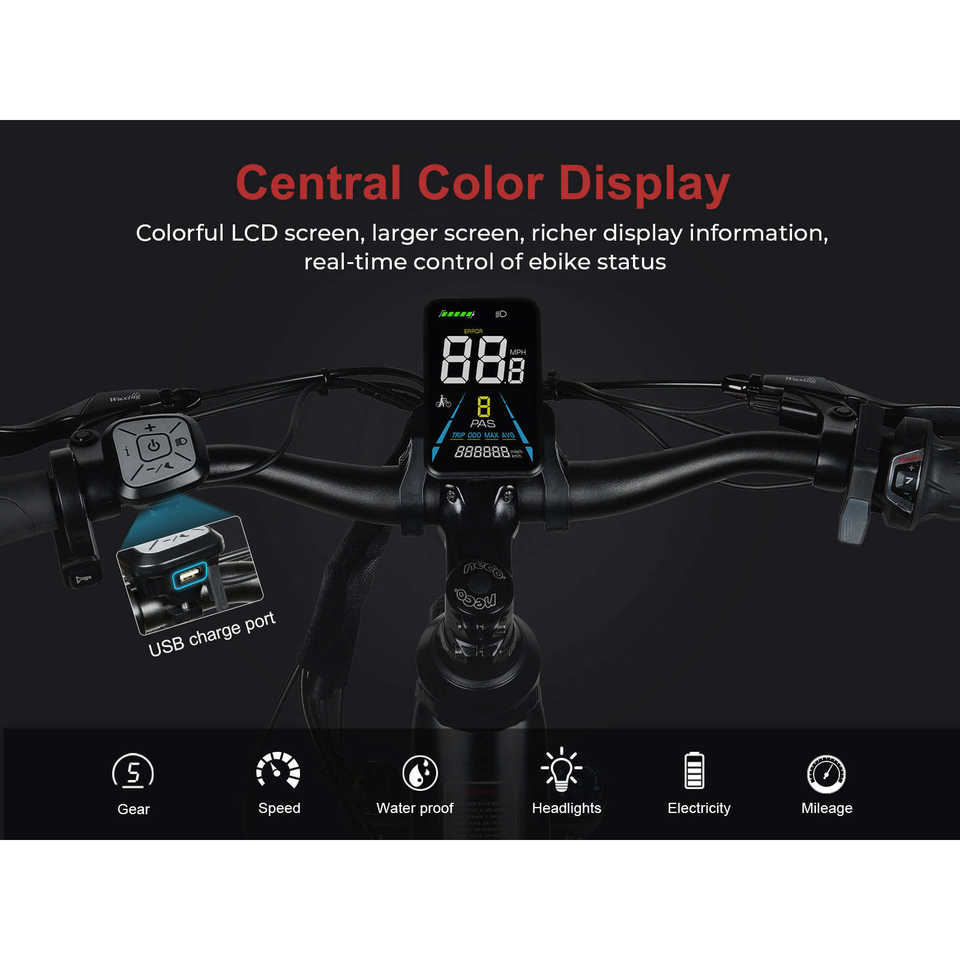 RS-A01 Pro-T Urban Electric Bicycle 500W Rear Hub Motor 60V Integrated Battery Smart Electronic City Bike 40+40KM Range