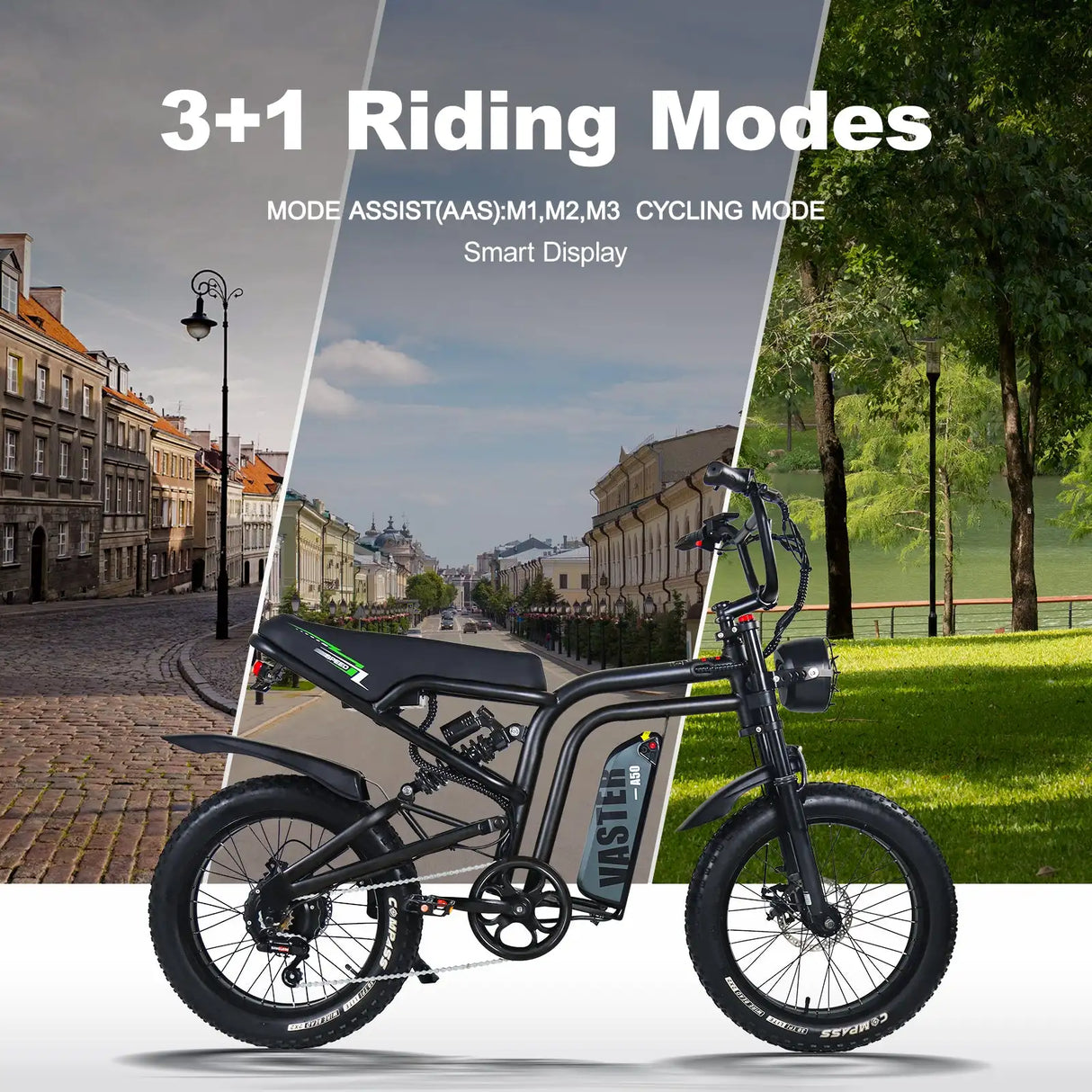 AVDL BIKE A50 Velo Electrique 20 - Fat Bike Tout Terrain - Moteur 250W-25km/h-Batterie 48V 14.25Ah - Autonomie 60-120km - Noir