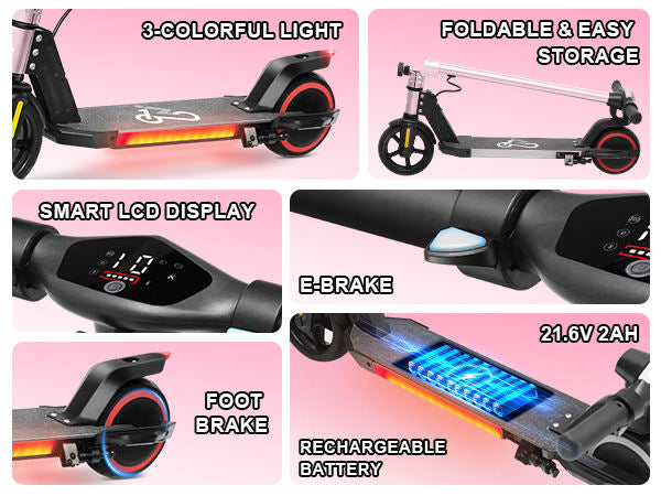 Emoko A43 Kids Scooter with 11km Range 17km/h Top Speed 6.5inch Tire 120BLS Battery 21.6V2Ah