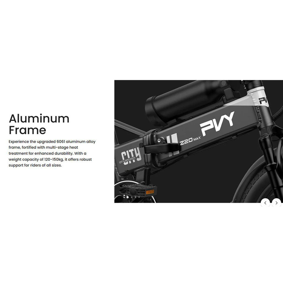 PVY Z20 Max Ebike 750W 25.6Ah Battery 20x2.3" Wheels 25km/h Max Speed 200km Range