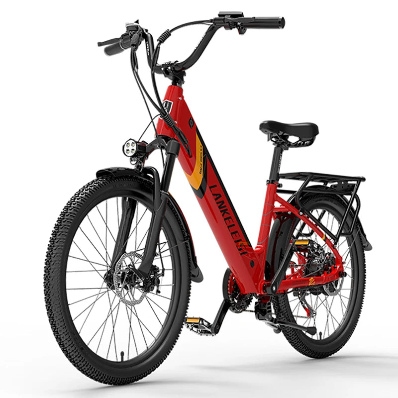 LANKELEISI ES500 PRO Elektro-Citybike, 48V 350W Vorderradnabe, Aluminiumlegierung, 7 Gänge, elektronischer Lithium-Akku