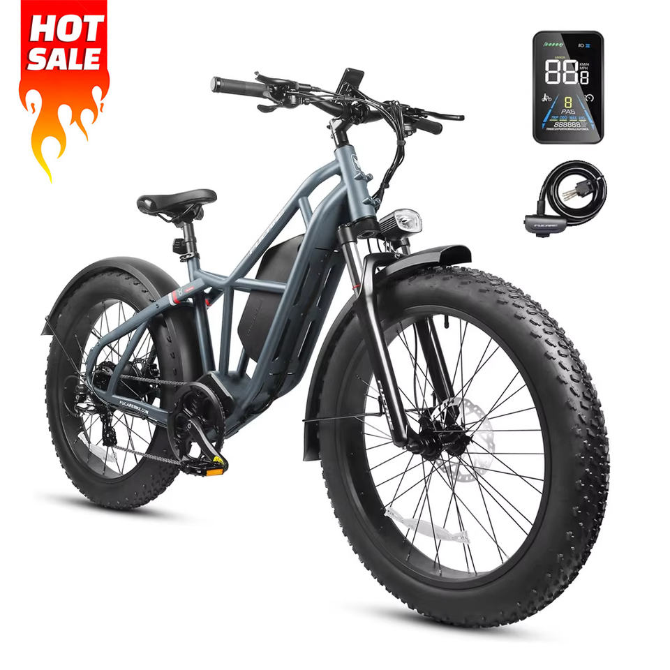 Fucare Taurus Aluminum Alloy Frame Hydraulic Brake 7 Speed Max 1200W Motor Lithium Battery 26" Electric Hybrid Bike