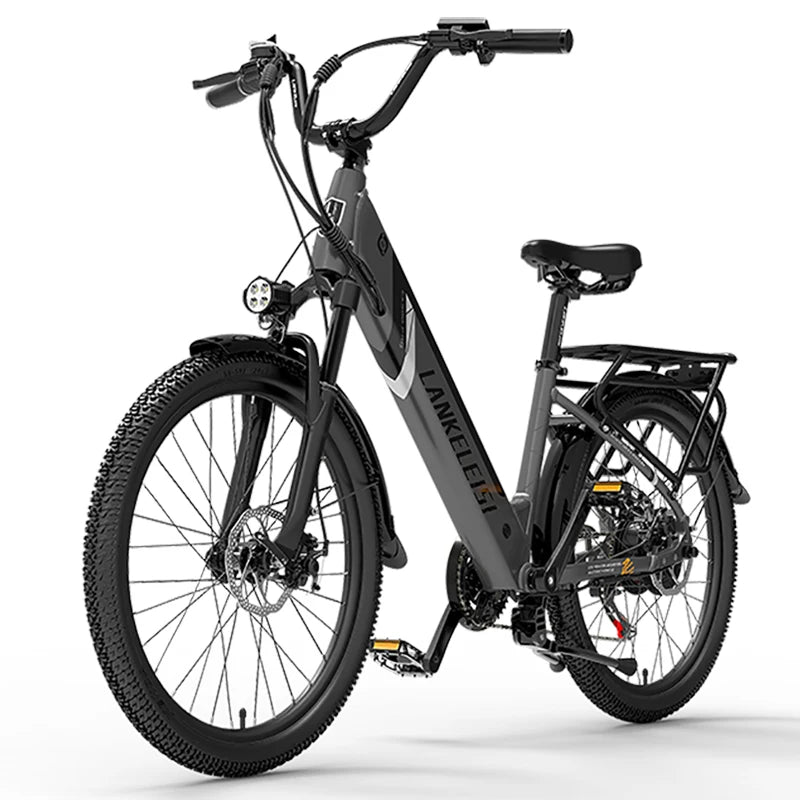LANKELEISI ES500 PRO Elektro-Citybike, 48V 350W Vorderradnabe, Aluminiumlegierung, 7 Gänge, elektronischer Lithium-Akku