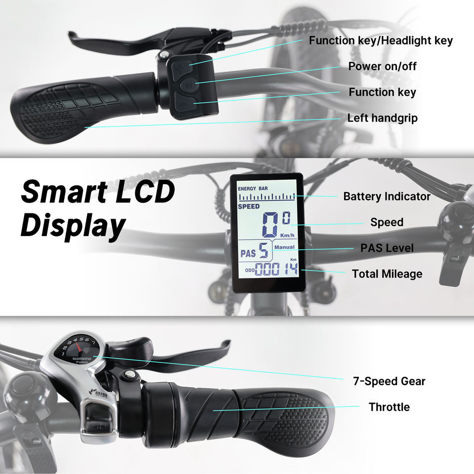 USA Stock 48V 15AH 750W Lithium Battery Fat Tire Mountain Off-Road Ebike Multi Mode LCD Display Surron Sport Ebike for Adults