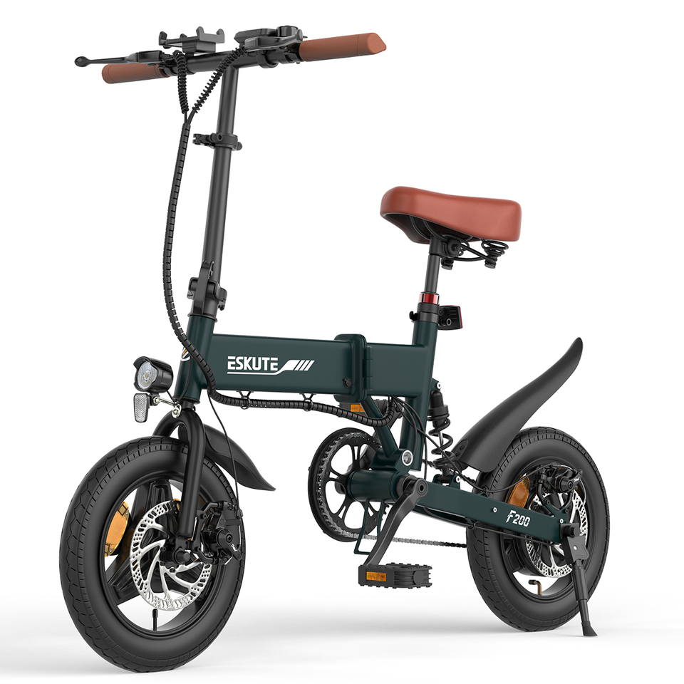 ESKUTE F200 36V 250W Folding Electric Bike 9AH Tyre 14*2.1inch MaxSpeed 25-35km/h Range 26KM 120 Loading Capacity Front
