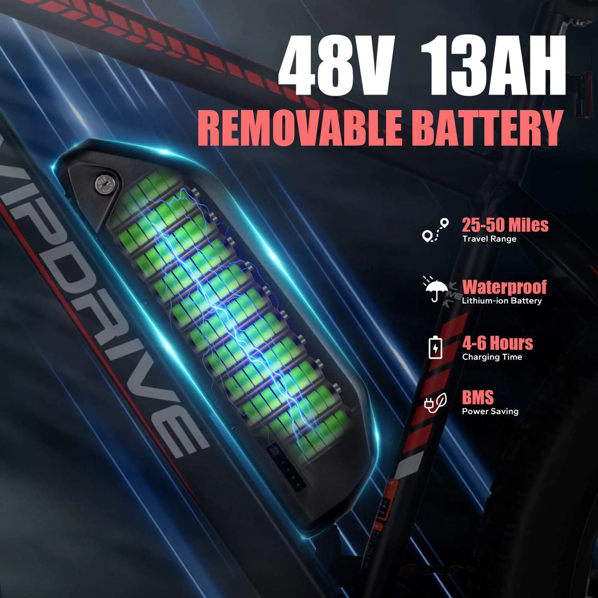 Vipdrive High Quality 48V 500W Brushless Electric Snow Beach Mountain Bike 26\" Fat Tire 13AH Brand Ebike Directly US Warehouse