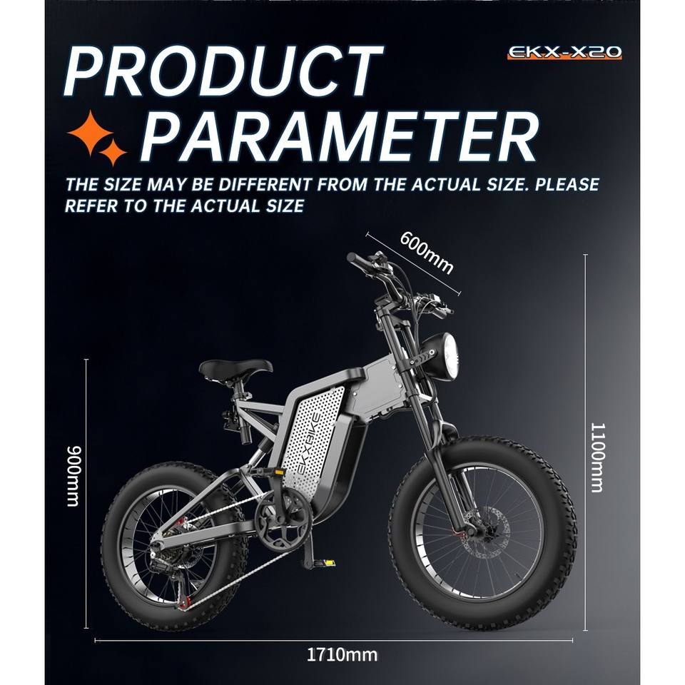 Hydraulische Bremse 48V 35AH 2000W 20 * 4,0-Zoll-Fettreifen 55 km/h 150km Reichweite EKXBIKE X20 Elektro fahrrad mit hydraulisch