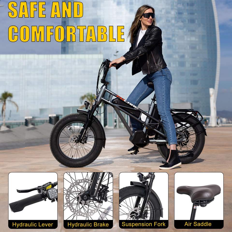 Fucare E-Bikes Gemini X Dual Battery 30AH 750W 48V Motor High Speed 100-120 Miles Electric Bike for Adults
