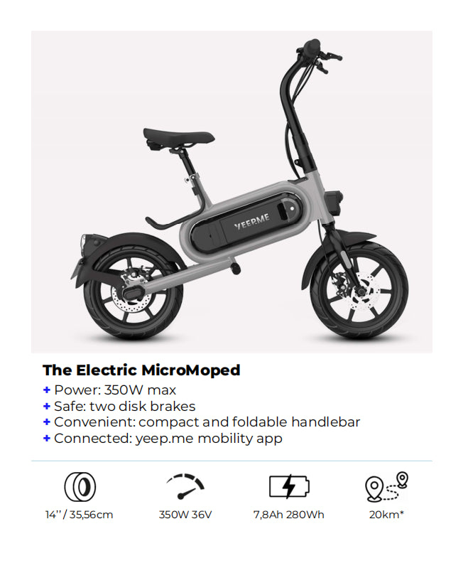 YEEP.ME Q1 350W Folding Electric Bike with 36V 7.8ah 280WH Removable Battery Maxspeed 25km/h Aluminum Frame 35*56cm Wheel Size