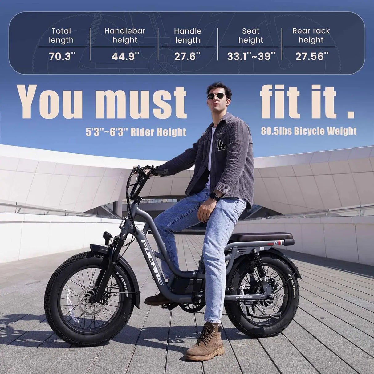 Fucare Libra US Stock 750W 400LBS Max Load Fat Tire Full Suspension E-Bike 48V 20Ah Lithium Battery Long Range Electric Bike