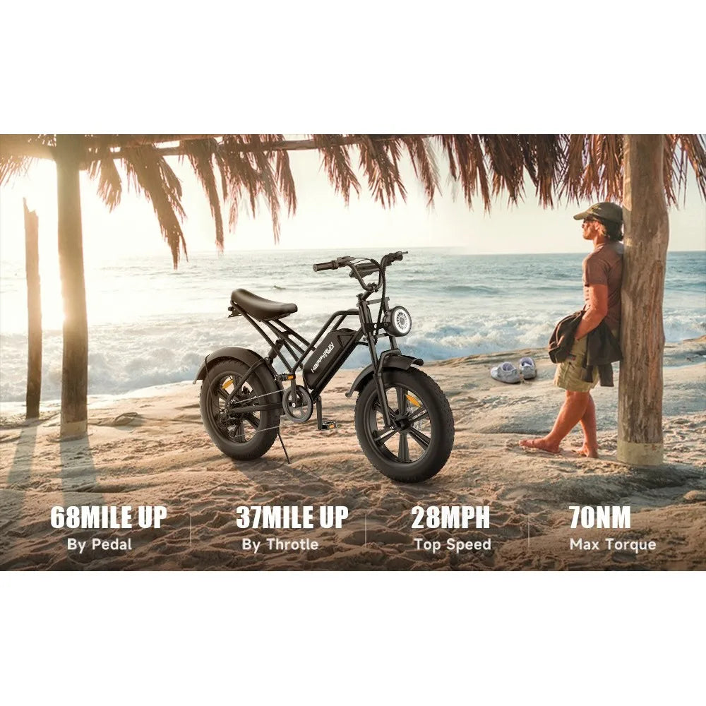 HAPPYRUN HR-G50 Elektrofahrrad 20*4,0 Zoll dicke Reifen 48 V 18 Ah Batterie 750 W Motor 45 Km/h Max-Geschwindigkeit Retro-E-Bike