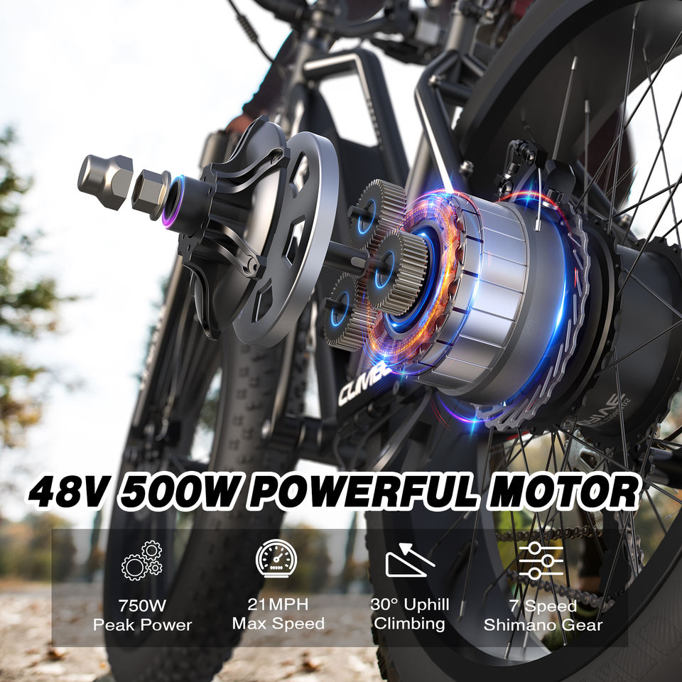 USA Stock 48V 13AH 500W Fat Tire Mountain Snow Full Suspension Ebike Multi Mode LCD Display Sport Ebike for Adults