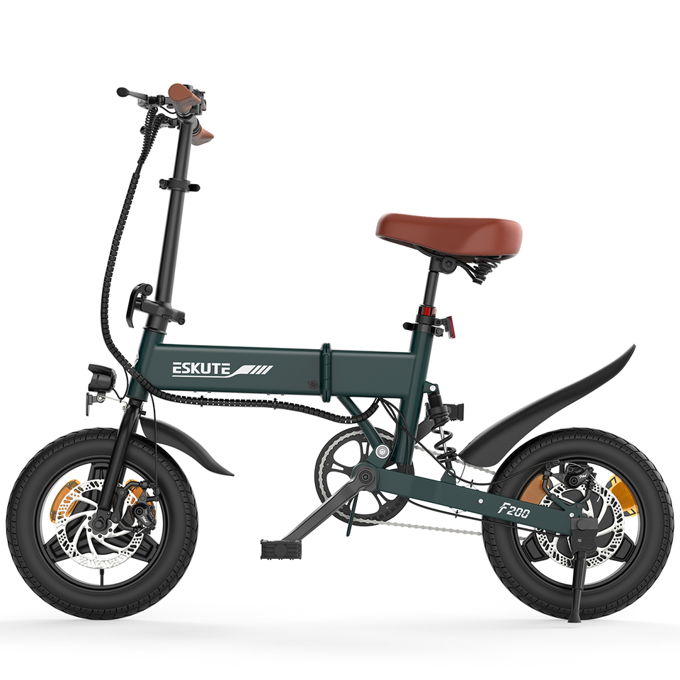 ESKUTE F200 36V 250W Folding Electric Bike 9AH Tyre 14*2.1inch MaxSpeed 25-35km/h Range 26KM 120 Loading Capacity Front