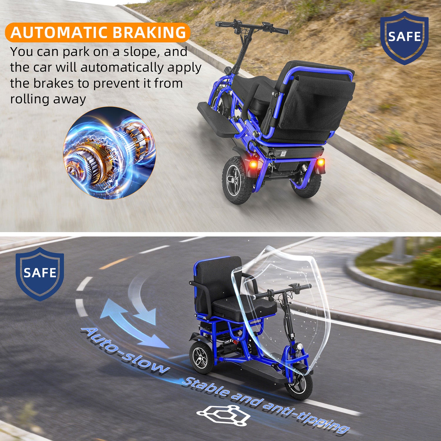 SJGOOD M2 BV FRT MB | Foldable 3-Wheel Mobility Scooter