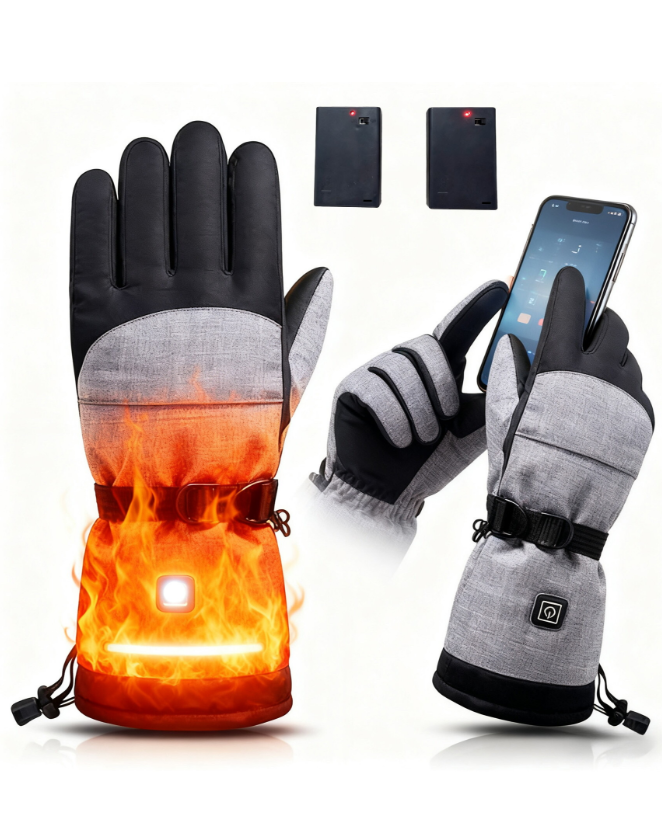 Smart USB Heated Gloves L, Waterproof, 5-Finger Heating for Ski & Motorcycle