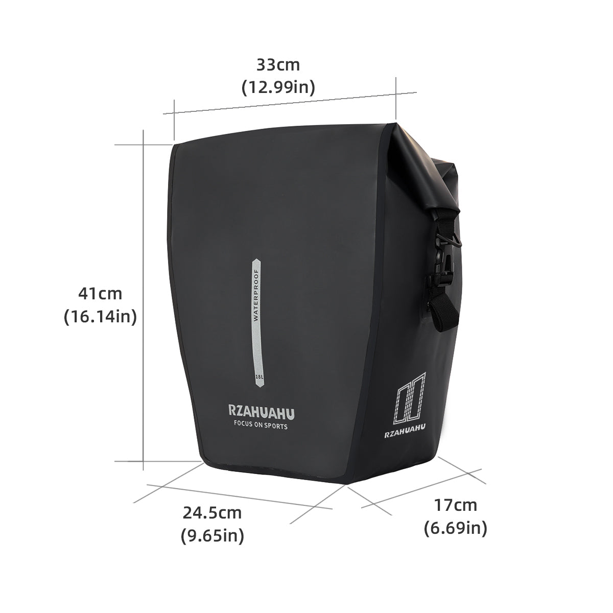 18L Waterproof Bicycle Pannier Bag - Side-Mounted, Tool-Free Installation