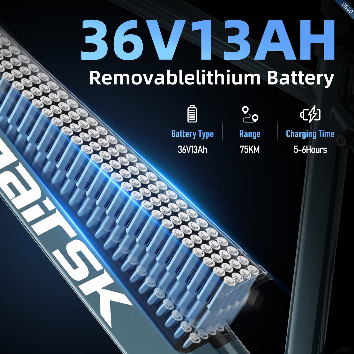 S800 Electric Bike Wholesale & Retail, 250W Brushless Motor, 36V 13Ah Removable Battery, 75km Range, Shimano 7-Speed, Dual Suspension, LCD Display Urban