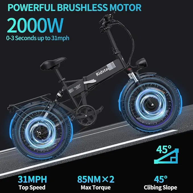 Ridstar® H20Pro 2000W Folding Electric Bike