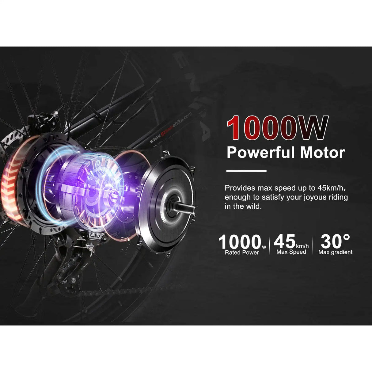 RSA08-II 1000W All Terrain Electric Mountain Bike Premium Outdoor Fitness Companion with Max Speed of 45km/h