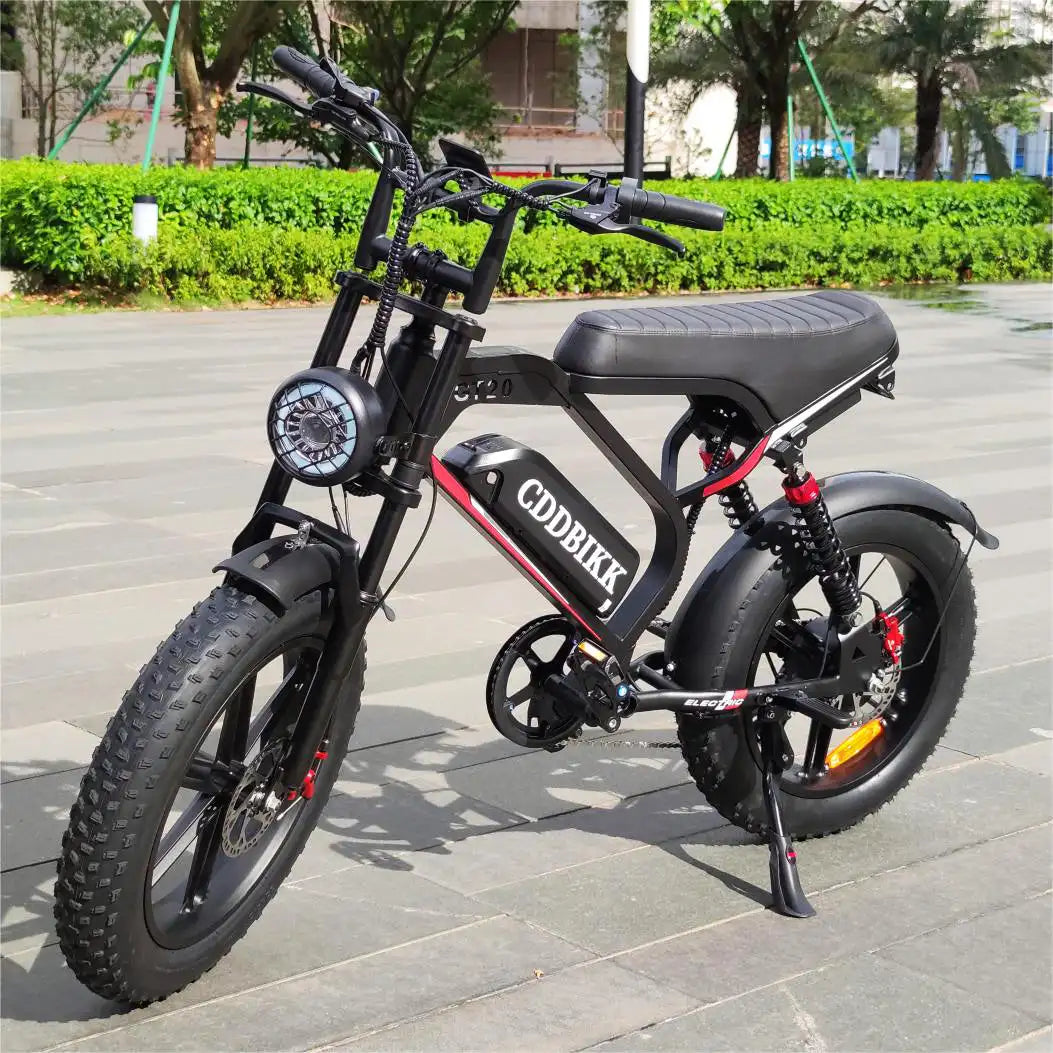 GT20 Electric Bike with 1000W Power 50KM/H Speed 60KM Range 60V Voltage 20 Fat Tires for Thrilling & Lightweight Rides