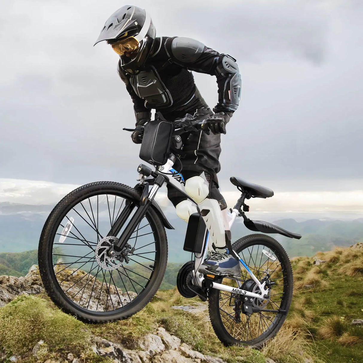 VARUN M26 Storm White Foldable Electric Mountain Bike Central 250W Bafang M620 48V/36V Options 60km Carbon for Off-Road Use