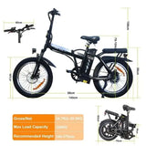 A20 Faltbares Elektrofahrrad 250W Motor 36V 11.4Ah Akku 50-100km 7 Geschwindigkeiten